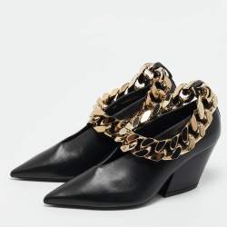 Pre Owned Burberry Black Leather Brierfield Chain Pumps Size 36