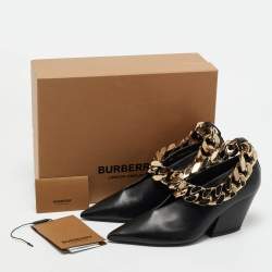 Pre Owned Burberry Black Leather Brierfield Chain Pumps Size 36