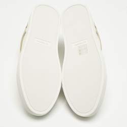 Pre Owned Burberry Beige Nova Check Canvas And White Leather Lace Up Sneakers Size 41