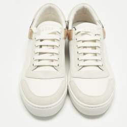 Pre Owned Burberry Beige Nova Check Canvas And White Leather Lace Up Sneakers Size 41