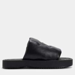 Pre Owned Burberry A Lf Knight Slab Black Leather Slider EU 36