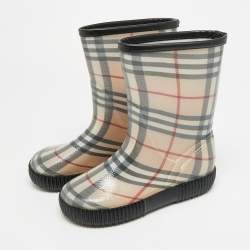 Pre Owned حذاء بوت للمطر بربري مطاط كاروهات هاوس بيج مقاس 35/36