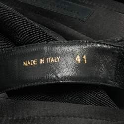 Pre Owned صندل بربري متعاكس أكتونشير ساتان وقماش مطرز ذهي/ أسود مقاس 37.5