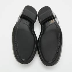 Pre Owned Burberry Size 38 Black Leather and Suede Broadbrook Crystal Embellished Loafers