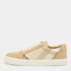 مملوكة مسبقًا Burberry Nova Check Size 36 Beige Canvas and Leather Low Top Sneakers