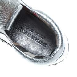 Pre Owned Burberry Metallic Silver Kiltie Fringe Detail Slip On Sneakers Size 37.5