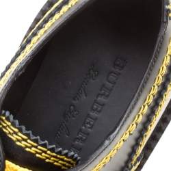 Burberry Black Leather Bertram Contrast Triple Stitch Lace Up Oxfords Size 38.5