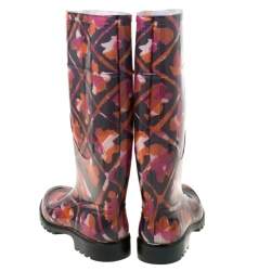 Pre Owned Burberry Multicolor Floral Geometric Rubber Carleton Rain Boots Size 37