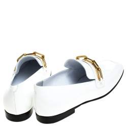 Burberry White Patent Leather Chillcot Slip On Loafers Size 39