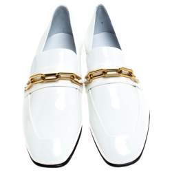 Burberry White Patent Leather Chillcot Slip On Loafers Size 39