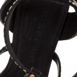 مملوكة مسبقًا صندل بربرى سيور كاحل هانسل كبسون جلد أسود مقاس 37.5