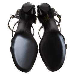 مملوكة مسبقًا صندل بربرى سيور كاحل هانسل كبسون جلد أسود مقاس 37.5