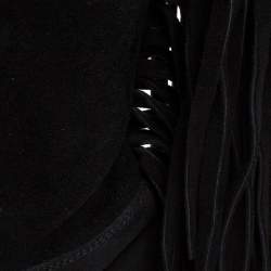 Pre Owned بوت للركبة بربري سويدي أسود بشراشيب نعل سميك مقاس 40