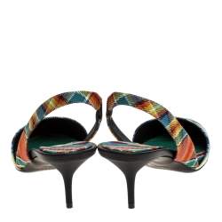 Pre Owned Burberry Multicolor Check Canvas Annice Tartan Slingback Sandals Size 39.5