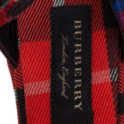 Burberry Red Novacheck Canvas Hans 110 T Strap Sandals Size 37.5