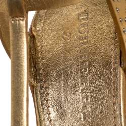 Pre Owned Burberry Metallic Gold Leather Runway Hans T Strap Sandals Size 40