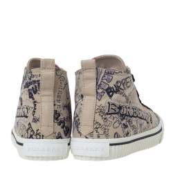Pre Owned Burberry Beige Canvas Kingly Print High Top Sneakers Size 38