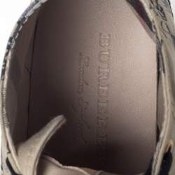 Pre Owned Burberry Beige Canvas Kingly Print High Top Sneakers Size 38