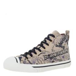 Pre Owned Burberry Beige Canvas Kingly Print High Top Sneakers Size 38