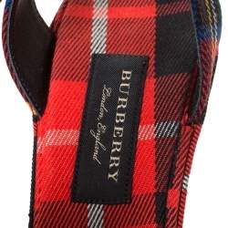 مملوكة مسبقًا Burberry Red Novacheck Canvas Hans 110 T Strap Sandals Size 39