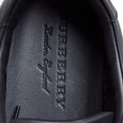 Pre Owned Burberry Black Perforated Check Leather Westford Low Top Sneakers Size 41