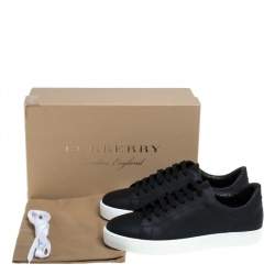 Pre Owned Burberry Black Perforated Check Leather Westford Low Top Sneakers Size 41