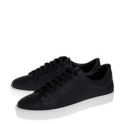 Pre Owned Burberry Black Perforated Check Leather Westford Low Top Sneakers Size 41