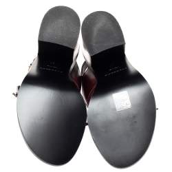 مملوكة مسبقًا Burberry Burgundy Leather Beverley Fringe Slingback Sandals Size 36