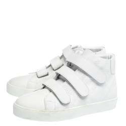 مملوكة مسبقًا حذاء رياضي بربري جلد أبيض برقبة عالية ستوروك مقاس 38.5