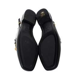 مملوكة مسبقًا Burberry Black Leather Chel Town Slingback Loafer Sandals Size 39.5