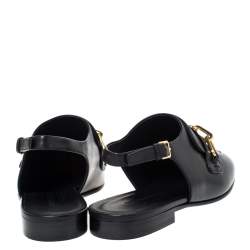 مملوكة مسبقًا Burberry Black Leather Chel Town Slingback Loafer Sandals Size 39.5