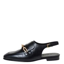مملوكة مسبقًا Burberry Black Leather Chel Town Slingback Loafer Sandals Size 39.5