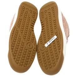 Pre Owned Burberry Pink Perforated Check Leather Westford Low Top Sneakers Size 38.5