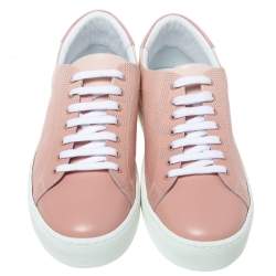 Pre Owned Burberry Pink Perforated Leather Westford Low Top Sneakers Size 40