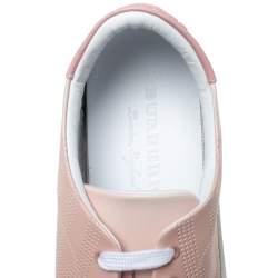 Pre Owned Burberry Pink Perforated Leather Westford Low Top Sneakers Size 40