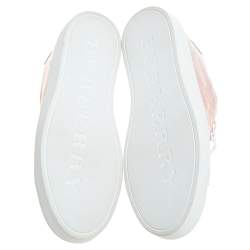 Pre Owned Burberry Pink Perforated Leather Westford Low Top Sneakers Size 40