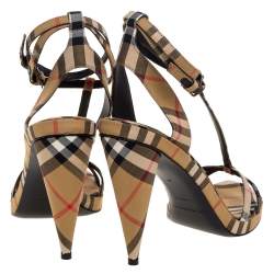 مملوكة مسبقًا صندل بربري سيور حرف تى هانس قماش كاروهات نوفا بيج مقاس 40