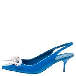 Pre Owned صندل بربري جلد أزرق لامع بحزام للكاحل مقاس 39.5