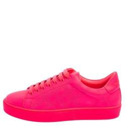 Burberry Pink Perforated Check Leather Westford Low Top Sneakers Size 37.5