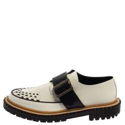 Pre Owned حذاء كريبس بربرى نعل سميك سير إبزيم ماسون جلد مونوكرامى مقاس 41