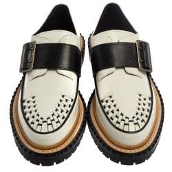 Pre Owned حذاء كريبس بربرى نعل سميك سير إبزيم ماسون جلد مونوكرامى مقاس 41