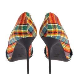 مملوكة مسبقًا حذاء كعب عالى بربرى مقدمة مدببة دورسيه فيرنا كانفاس متعدد الألوان مقاس 39