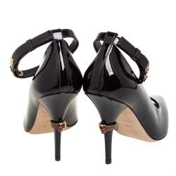 Pre Owned Burberry Dark Brown Patent Leather Jermyn Peep Toe Ankle Cuff Pumps Size 38.5