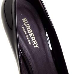 Pre Owned Burberry Dark Brown Patent Leather Jermyn Peep Toe Ankle Cuff Pumps Size 38.5
