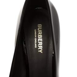 مملوكة مسبقًا حذاء كعب عالى بربرى سوار كاحل مقدمة مفتوحة جيرمين جلد بني لامع مقاس 39.5