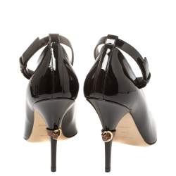 مملوكة مسبقًا حذاء كعب عالى بربرى سوار كاحل مقدمة مفتوحة جيرمين جلد بني لامع مقاس 39.5