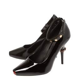 مملوكة مسبقًا حذاء كعب عالى بربرى سوار كاحل مقدمة مفتوحة جيرمين جلد بني لامع مقاس 39.5