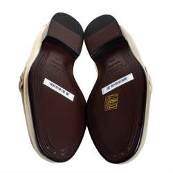 Burberry Metallic Light Gold Leather Solway Chain Detail Slip On Loafers Size 37.5