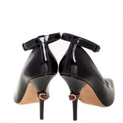 Pre Owned Burberry Coffee Brown Patent Leather Jermyn Peep Toe Pumps Size 39