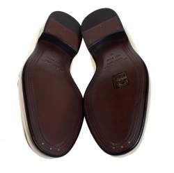 Pre Owned Burberry Gold Leather Solway Chain Detail Slip On Loafers Size 39